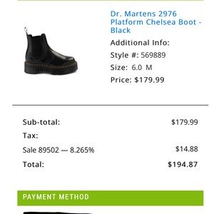 Dr. Martens 2976 Platform Chelsea Boot-Black, size 6 in Men